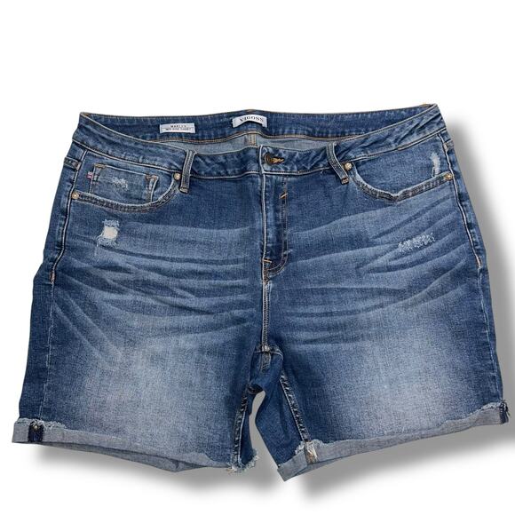 Vigoss Womens Marley Fit Denim Blue Jean Shorts Mid Rise Stretch Dark Wash Sz 18 - Picture 1 of 8